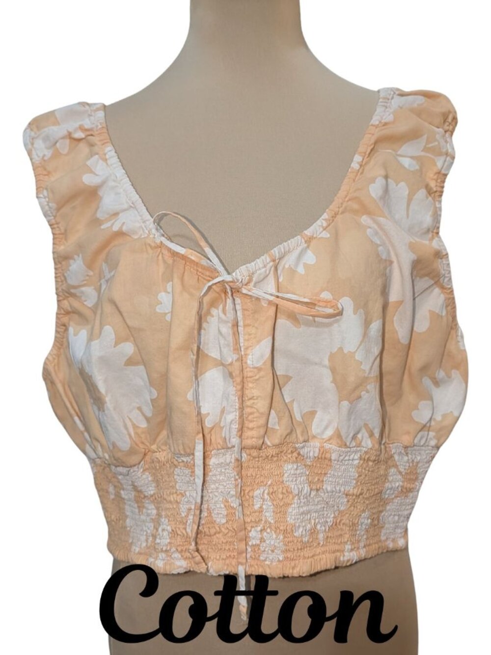 American Eagle Floral Smocked  Cotton Crop Top